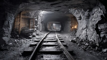 Naklejka premium mine tunnel depict the essence of subterranean coal mining