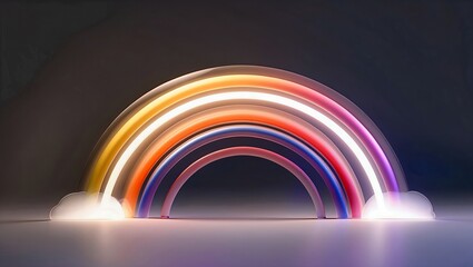 Translucent rainbow arching gracefully towards the foreground