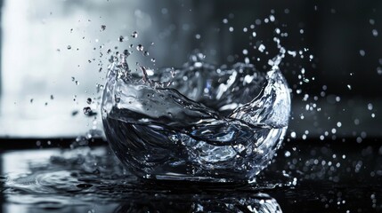 Dramatic splash of water impact motion freeze liquid blue background creative dynamic abstract energy