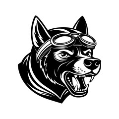 dog in modern tribal tattoo abstract line art of animals minimalist contour Vector