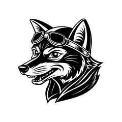 dog in modern tribal tattoo abstract line art of animals minimalist contour Vector