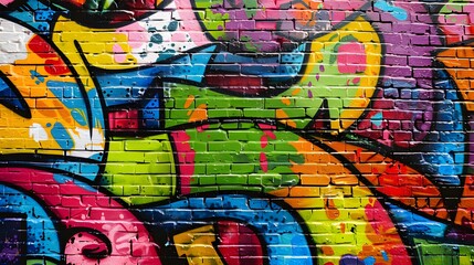 Fototapeta premium Urban Graffiti: A vibrant urban graffiti background with colorful street art, adding a youthful and edgy feel for fashion items. 