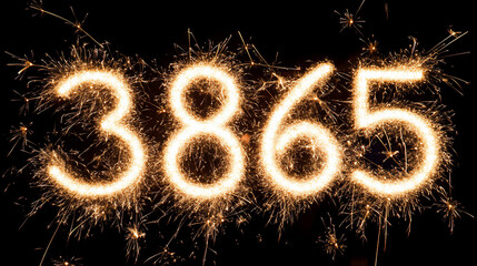 Sparkling numbers against black background