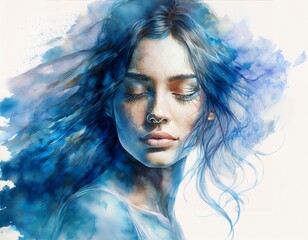 watercolor painting of girl