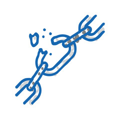 broken chain link fracture icon doodle illustration