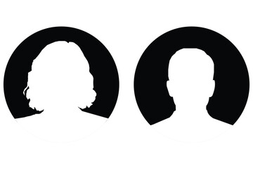 Vector silhouette of a woman's man's  profile head icon eps 10