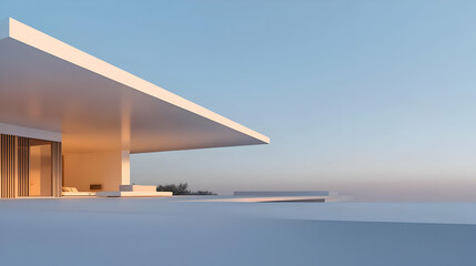 Modern Minimalist White House Exterior at Sunrise