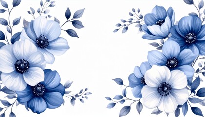 Abstract border frame of flowers painting with spring flowers tulips background graphic resource