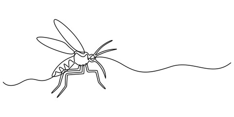 mosquito line art drawing vector, continuous line mosquito.mosquito drawn in one line.single line vector illustration,  Line art Mosquito isolated on transparent background. Hand drawn vector art.