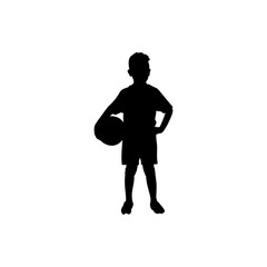 A small child soccer player stands in various poses.