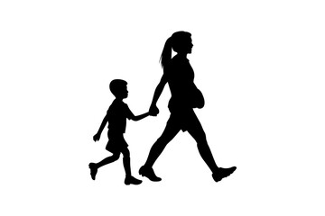 A child's parents are holding their child's hand and leading them to the soccer field vector.