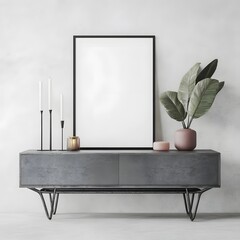 Modern Minimalist Home Decor Mockup Gray Console Table
