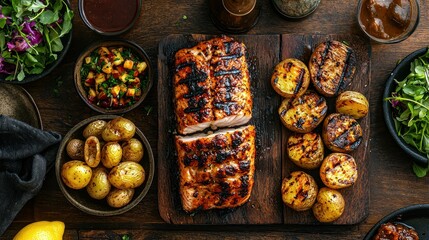 Grilled Salmon and Roasted Potatoes