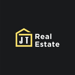 JT initials minimalist creative real estate logo vector