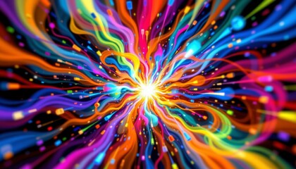 Obraz premium an abstract digital art design with vibrant colors in hues of blues, yellows, reds, and purples