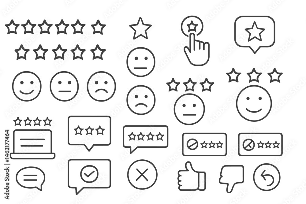 Poster vector illustration icons representing feedback and customer review concepts with various emoticons 