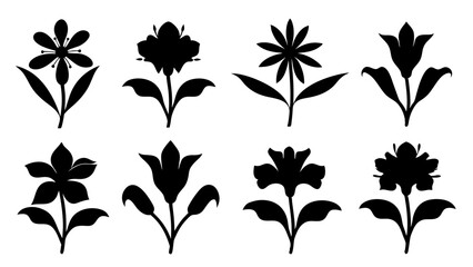 Obraz premium set of vector silhouettes of flowers