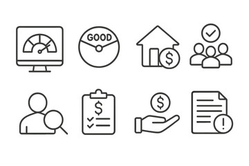 Vector illustration icon displaying financial concepts and business activities within a corporate environment