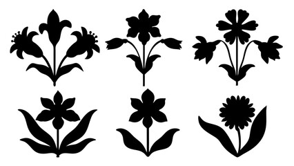 Fototapeta premium set of vector silhouettes of flowers