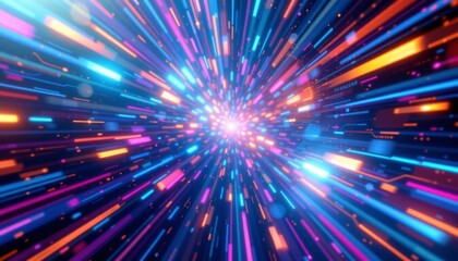 Naklejka premium an abstract visual of a tunnel composed of vibrant, colorful lights