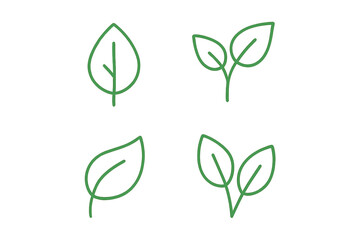 Vector illustration of green leaves in simple line art style depicting growth and nature's beauty