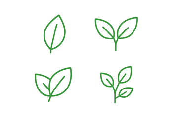 Vector illustration icon featuring four simple green leaf designs showcasing botanical variety and harmony in nature
