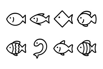 Various fish vector illustrations featuring different shapes and styles suitable for aquatic themes