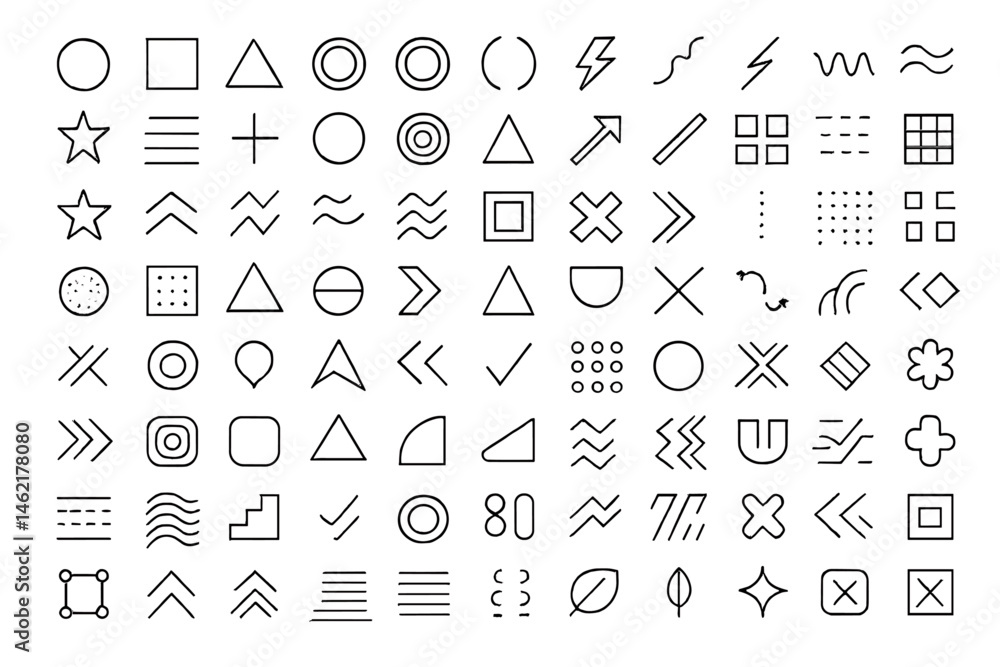 Poster vector illustration icon collection featuring various geometric shapes and patterns for design proje