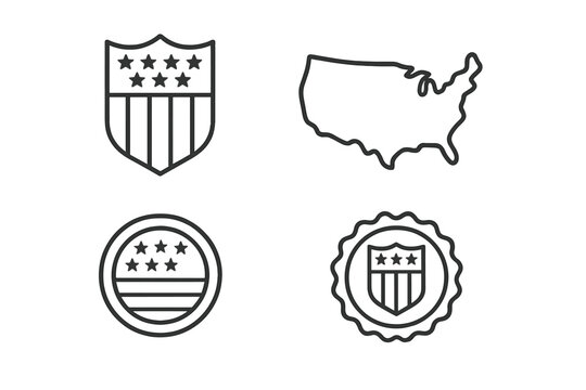 Vector illustration of American patriotic symbols featuring stars and a map of the United States