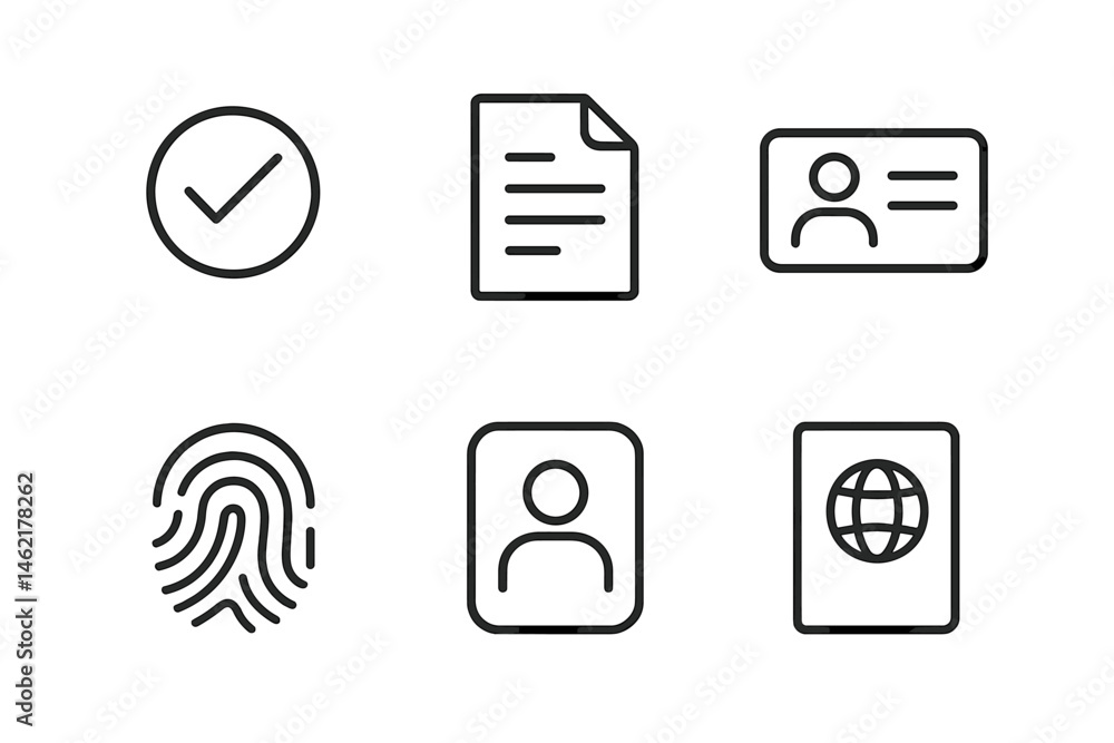 Poster vector illustration of identification and documentation icons in a minimalist style for various uses