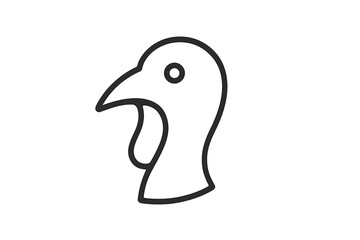 Minimalist vector illustration of a bird head silhouette with a beak and eye, suitable for various design projects