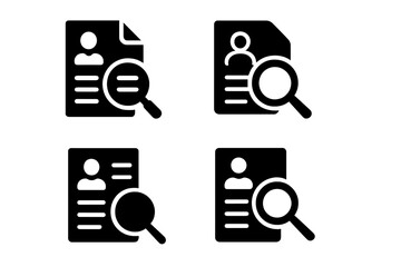 Vector icons representing document reviews and evaluations for application processes in various contexts