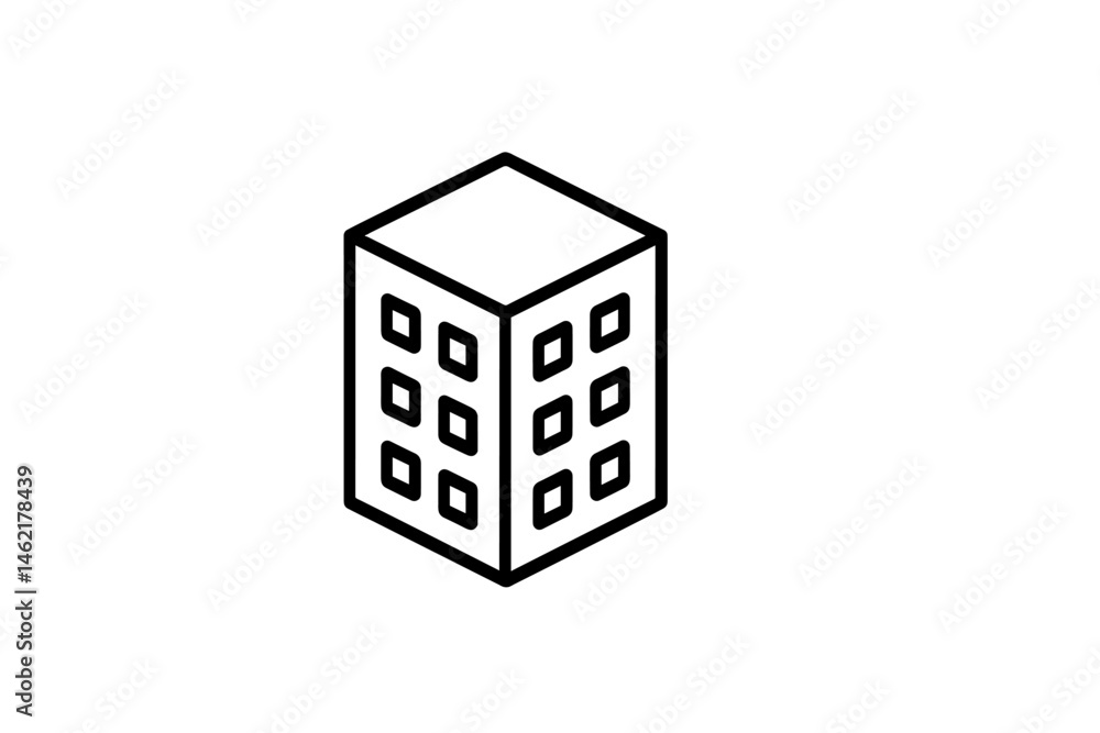 Poster vector illustration of a simple building icon in a minimalist design featuring geometric lines and s