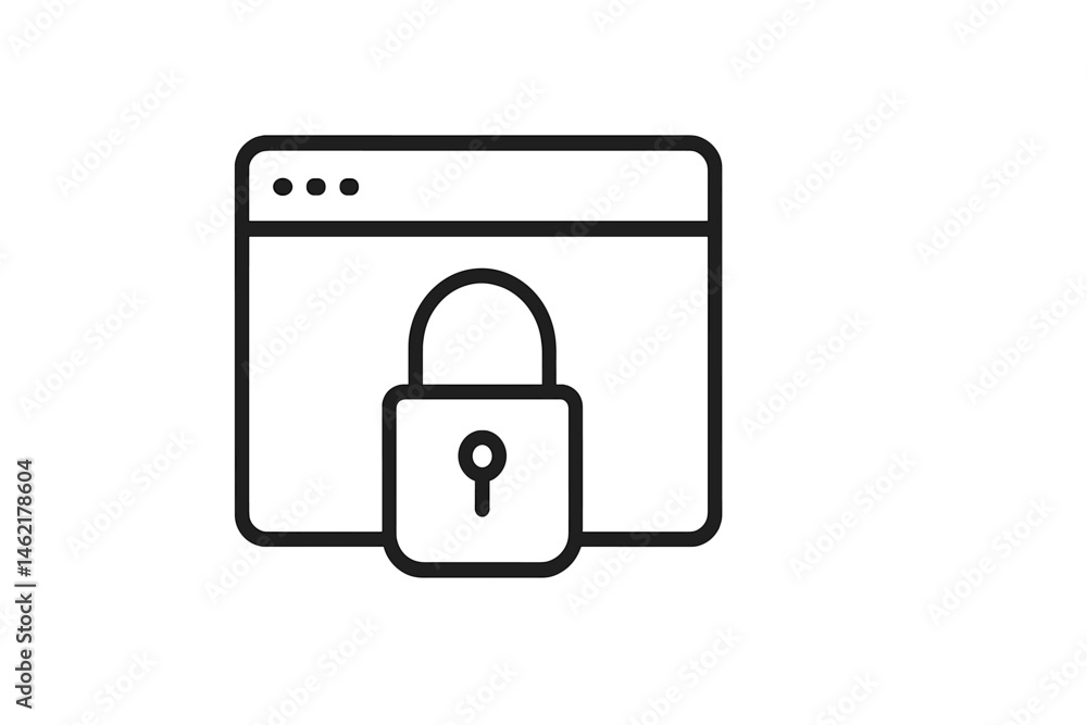 Poster vector illustration of a secure web browser with a padlock symbolizing online safety and privacy pro