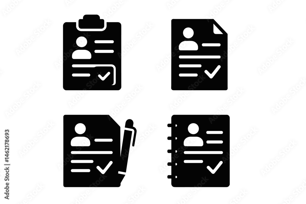 Aufkleber vector illustration of document icons representing forms, checklists, and profiles for applications 