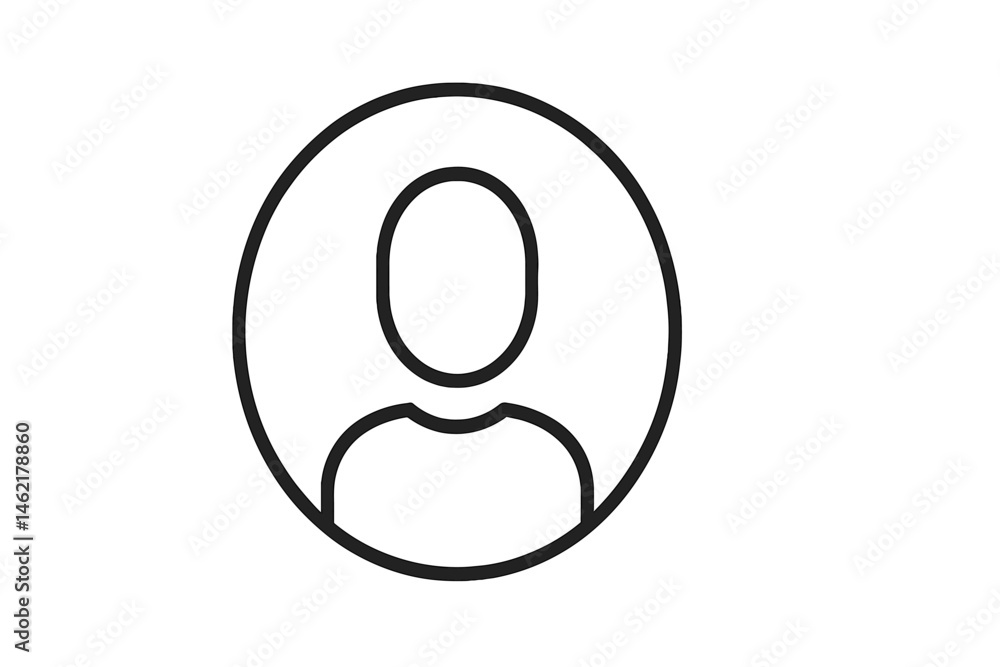 Poster minimalist vector illustration icon of a user profile silhouette in a circular frame designed for di
