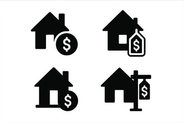 Various vector icons representing real estate transactions and property listings suitable for use in marketing materials