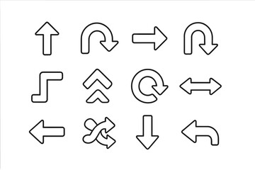 Directional arrows and symbols in vector style illustrating movement and navigation concepts