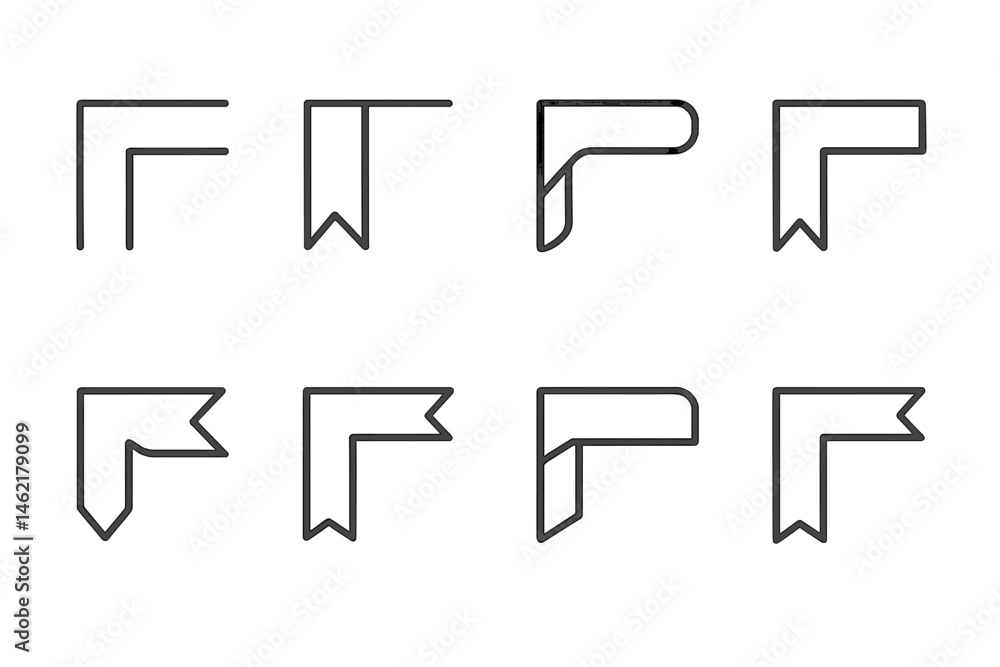 Aufkleber vector illustration icon set showcasing various ribbon and banner styles suitable for design project