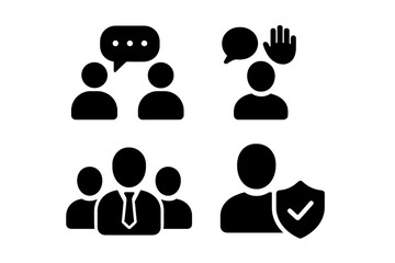 Communication and teamwork icons in a vector illustration for professional collaboration and community engagement