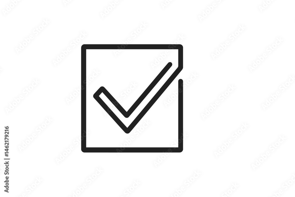 Poster vector illustration of a check mark inside a square symbolizing approval and confirmation for variou