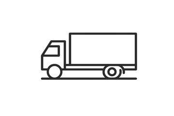 Vector illustration of a delivery truck icon in a simple flat design suitable for transportation and logistics themes