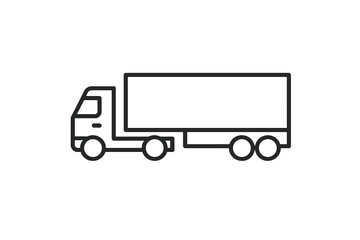 Vector illustration of a delivery truck in a side view with a blank cargo area for transport and logistics representation