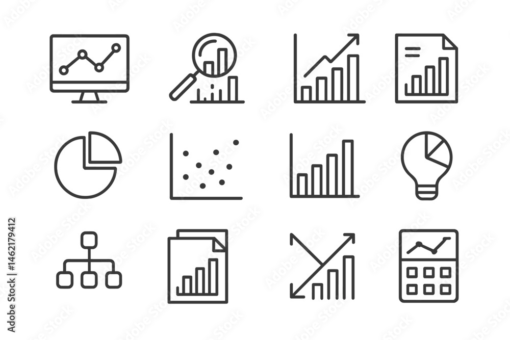 Poster vector illustration of business analytics and financial growth icons suitable for data analysis pres