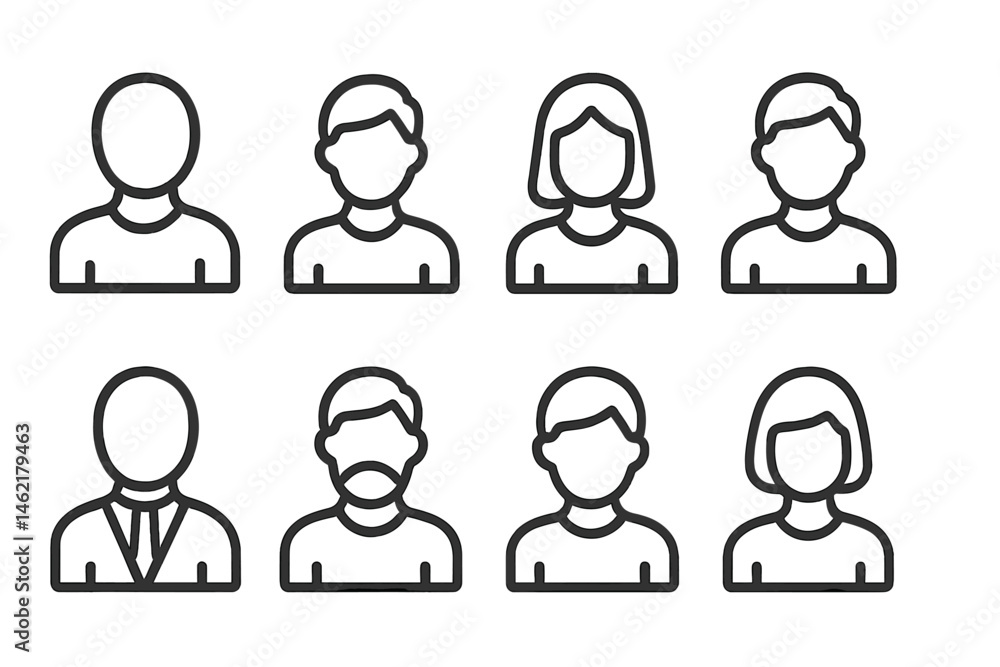 Aufkleber vector illustration of diverse people icons for use in web design and digital projects showcasing so