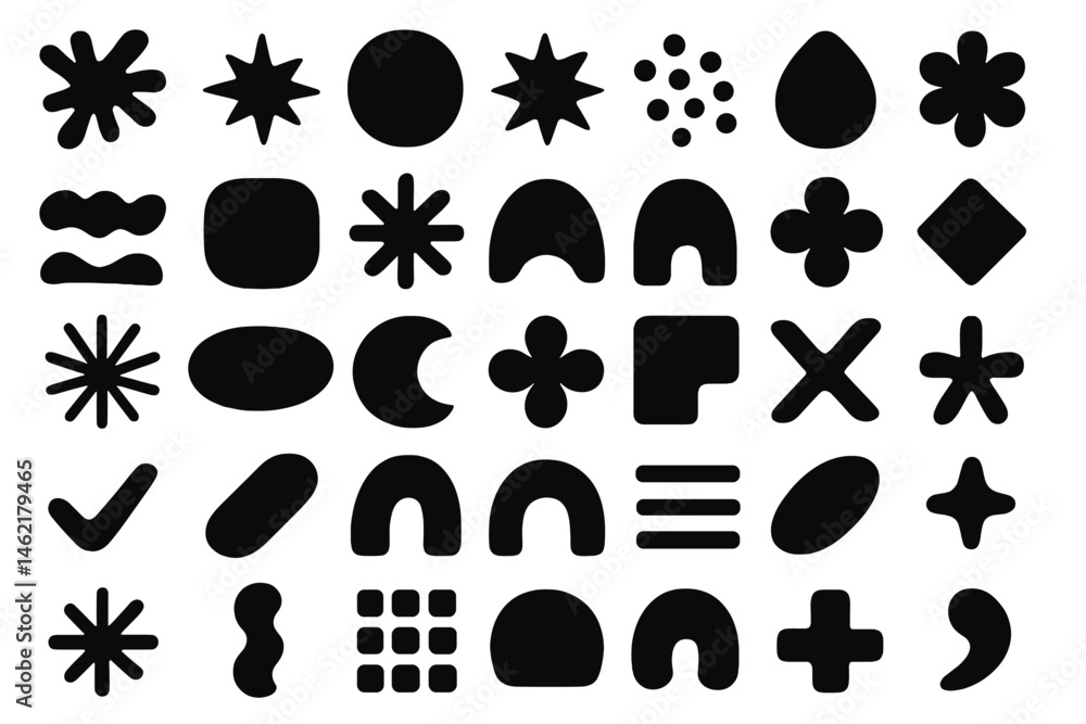 Poster black vector illustration icons showcasing various abstract shapes and designs suitable for creative