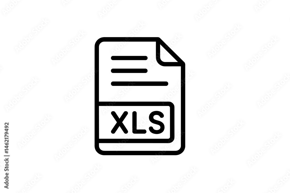 Poster vector illustration of a file icon representing an xls document for spreadsheets with a simple desig
