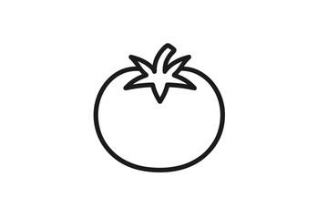 Simple vector illustration of a tomato icon with clean lines, suitable for various design applications and food-related content