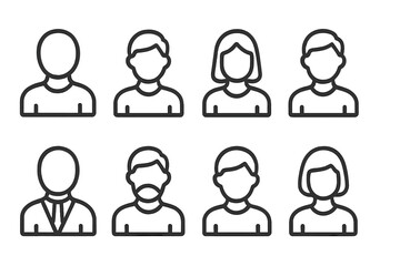 Vector illustration of diverse people icons for use in web design and digital projects showcasing social interactions and community