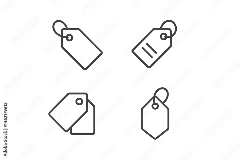Poster vector illustration of basic price tags in various orientations with simple design elements